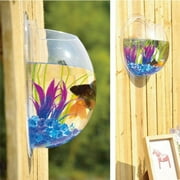 Aquarium for Betta Fish - 1-Gallon Clear Bowl, Wall Mounted with Plant Bubble, Decorative Fish Tank