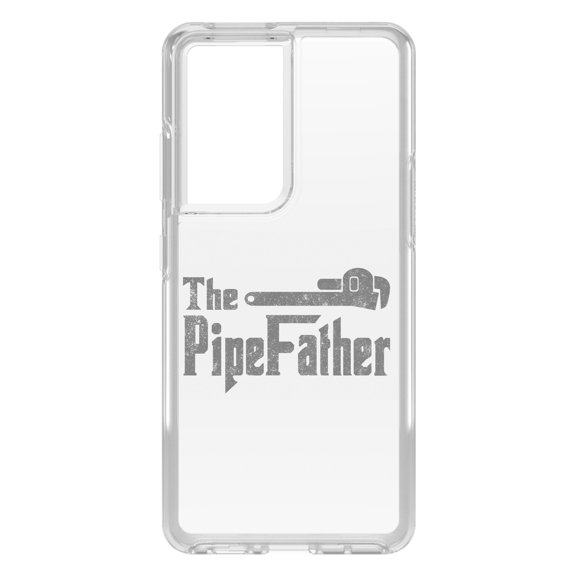 DistinctInk Clear Shockproof Hybrid Case for Galaxy S21 ULTRA 5G (6.8" Screen) - TPU Bumper Acrylic Back Tempered Glass Screen Protector - The PipeFather - Plumber