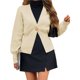 thumbnail image 3 of Cárdigan de Punto para Mujer, Larga, Cuello en V, Suéter de una Sola Hoja con Botones, Ropa de Abrigo Beige L, 3 of 9