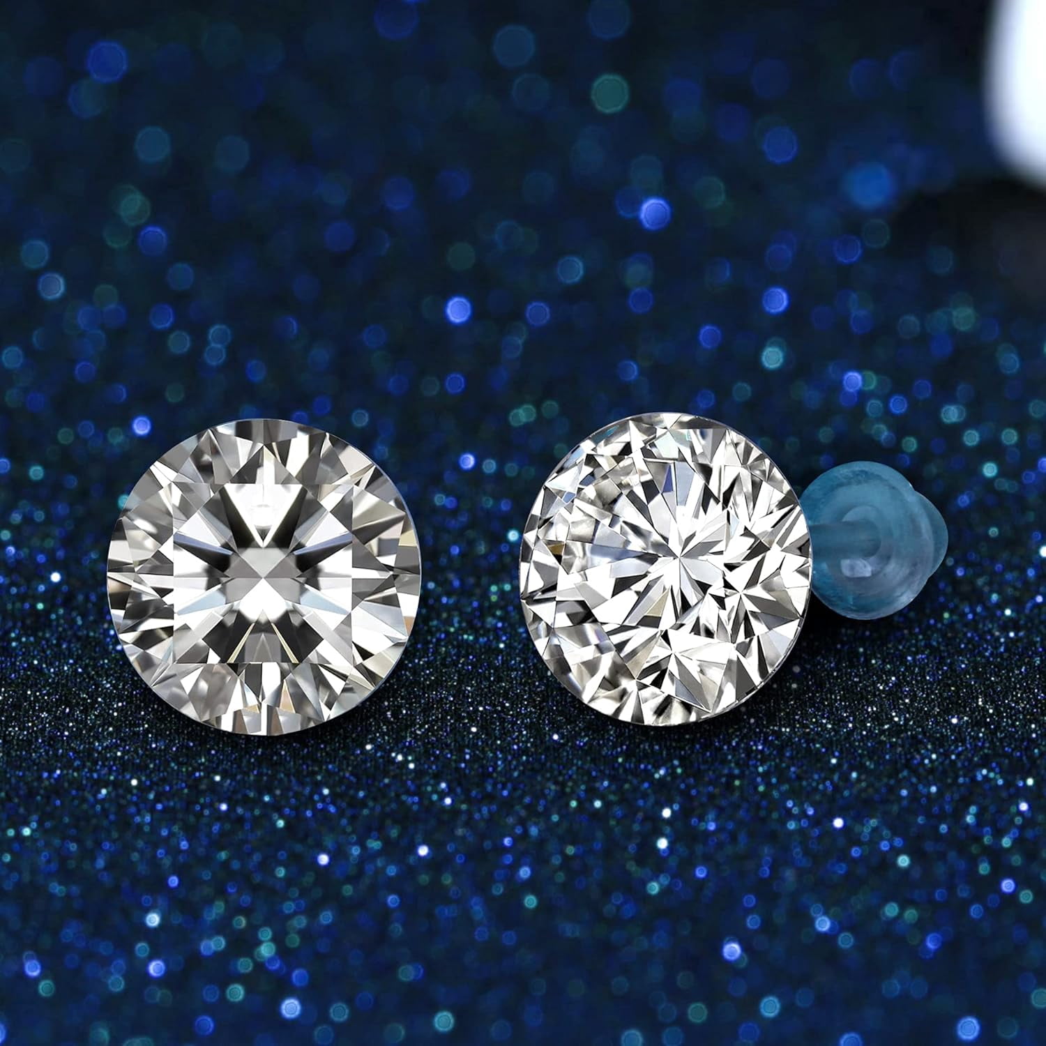 12Pairs Clear Plastic Cz Studs Earrings For Women Men Acrylic Post Hypoallergenic Stud Earring R Nd Square Cz Rhinestone Ear Studs Piercing Retainers[Z4670]