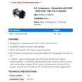 thumbnail image 2 of A/C Compressor - Compatible with 2000 - 2003 Ford F-650 5.9L 6-Cylinder 2001 2002, 2 of 2
