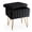 Black, variant on Casabay Vanity Stool Chair with Storage, Faux Fur Footstool Ottoman with Metal Legs & Anti-Slip Adjustable Feet for Bedroom, Entryway
