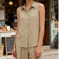 thumbnail image 5 of TaTaai Womens Work Tops Sleeveless Slim Fit Shirt Collar Solid Button Front Vest for Office Casual Gift, 5 of 6