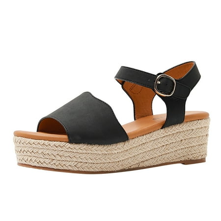 

ZIZOCWA Women s Platform Heel Sandals Sandals for Women Slide Fashion Women Summer Weave Comfortable Wedges Shoes Beach Open Toe Breathable Sandals 8