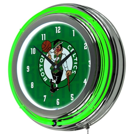 - NBA Chrome Double Rung Neon Clock - City - Boston Celtics