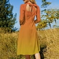 thumbnail image 5 of Orange gradient Women's 3/4 Sleeve Dresses Elegant A-Line Midi Dress Flare Summer Casual Sundress, 5 of 9