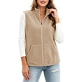 thumbnail image 6 of hoksml Women's Fleece Stand Collar Vest, Zip Up Sleeveless Loose Casual Layering Gilet for Spring Fall Winter, 6 of 7