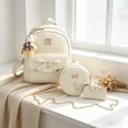 thumbnail image 4 of Hyknon 3Pcs Backpack Set for Women, Cute Bowknot Backpack Set with Crossbody Bag & Wallet, Flower Crossbody Bag with Adjustable Straps, Pendant Casual Daily Daypack for Shopping Casual Outing, White, 4 of 8