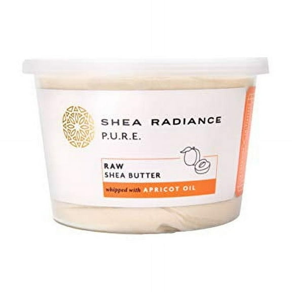 Shea Radiance Unrefined Organic Handcrafted Shea Butter Face, Body, Hand, Skin & Hair Moisturizer for all Skin Types, Apricot Oil, 9 oz