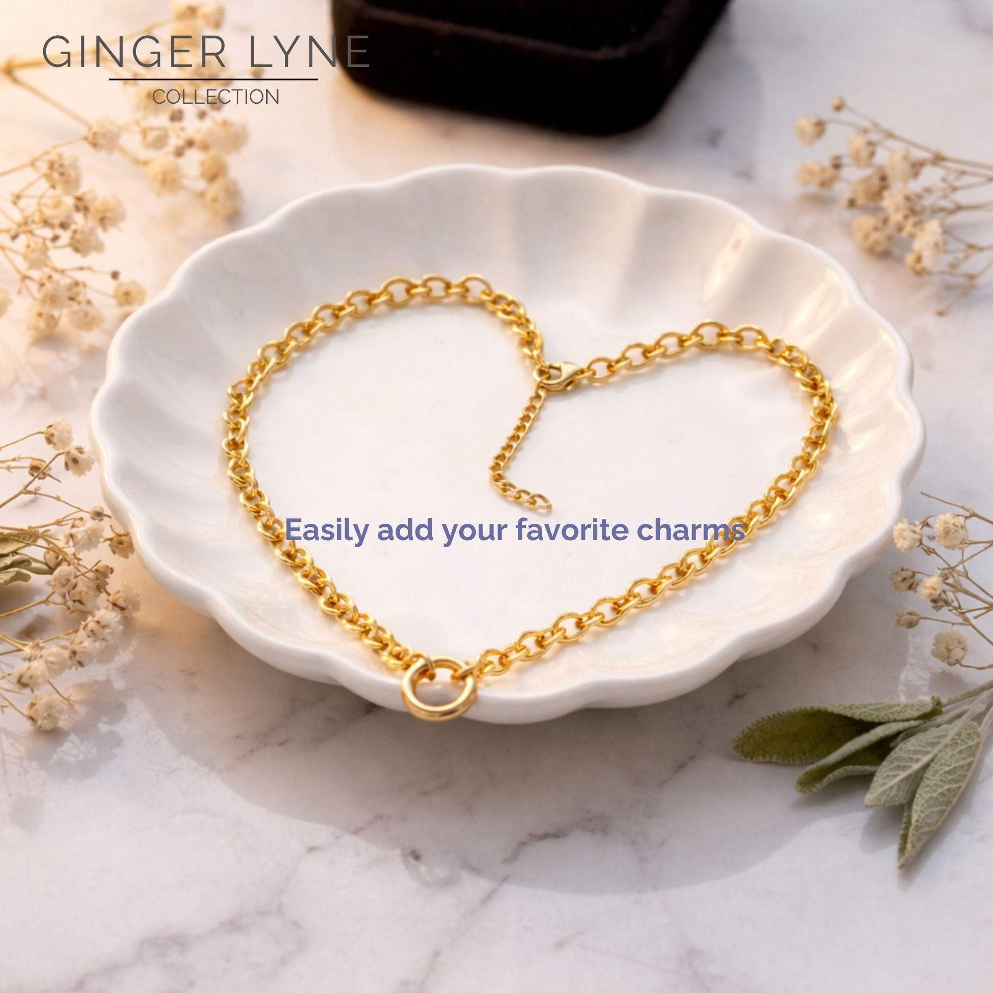 Carabiner Charm Necklace for Women O Link Chain Round Holder Stainless Steel by Ginger Lyne