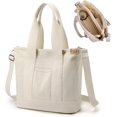 thumbnail image 1 of Handväska canvas, tote bag dam axelväska dam, canvas tote bag axelväska shopper med dragkedja för vardag, skola, shopping, arbete, resor, 1 of 5