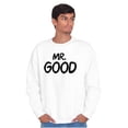 thumbnail image 3 of Just Married Newlyweds Cute Matching Men's Crewneck Sweatshirt Brisco Brands X, 3 of 7