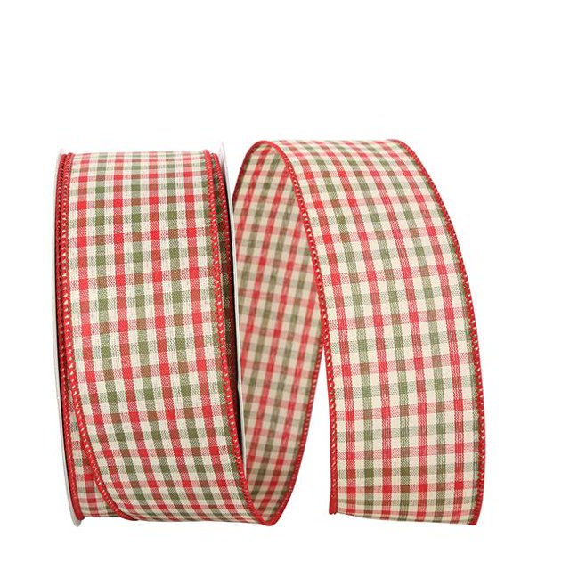 Reliant Ribbon 93171W-985-40K Holiday Country Plaid Value Wired Edge Ribbon - Red & Green - 2.5 in. x 50 yards