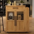 thumbnail image 2 of Mobile Kitchen Island Cart With Storage- 360° Rolling Wheels, Drawers, Spice Rack, Black Handle, Versatile Storage and Serving Cart for Kitchen and Dining Room, Small Kitchen Island On Wheels With L, 2 of 7