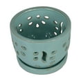 thumbnail image 4 of W&W Orchid Pot, Round, Blue Ceramic, 5.8 x 5.8 x 4.45 Inches, with Air Vents, 4 of 7