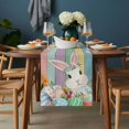 thumbnail image 2 of Easter Bunny Table Runner - 60 Inch Long, Kitchen Dining Table Runner Dresser Scarves, Farmhouse Colorful Eggs Tulip Wooden Grain Farmhouse Decor for Coffee Tables Wedding Party Banquet, 2 of 8