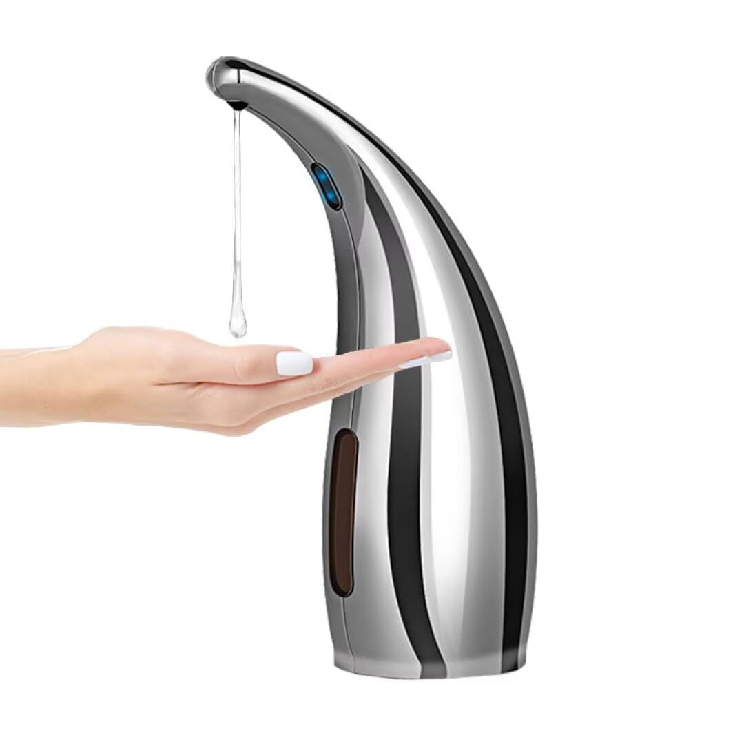 Soap Dispenser,Touchless Bath Kitchen Countertop Automatic Soap Dispenser with Infrared Motion Sensor,IPX6 Waterproof.Perfect for Bathroom and Kitchen.（silvery）