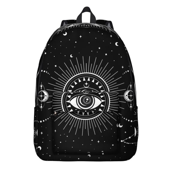 Steampunk Gothic Backpack, Waterproof School Bag with Cosmic Solar Sunburst and Astronomical Elements Design