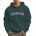 thumbnail image 5 of Men's 100% Cotton Blue BOSTON Hoodie 330g Thick Pocket Hood, 5 of 16