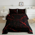 thumbnail image 1 of Erosebridal Red Stripes Comforter Sets Twin Size, Abstract Geometry Down Comforter, Futuristic Checkered Reversible Duvet Insert, Ultra Soft Room Decoration, 2pcs, 1 of 8