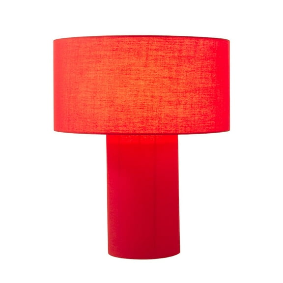 NOVA OF CALIFORNIA Moonlight Table Lamp - Crimson Red Linen Shade, Dimmer Switch