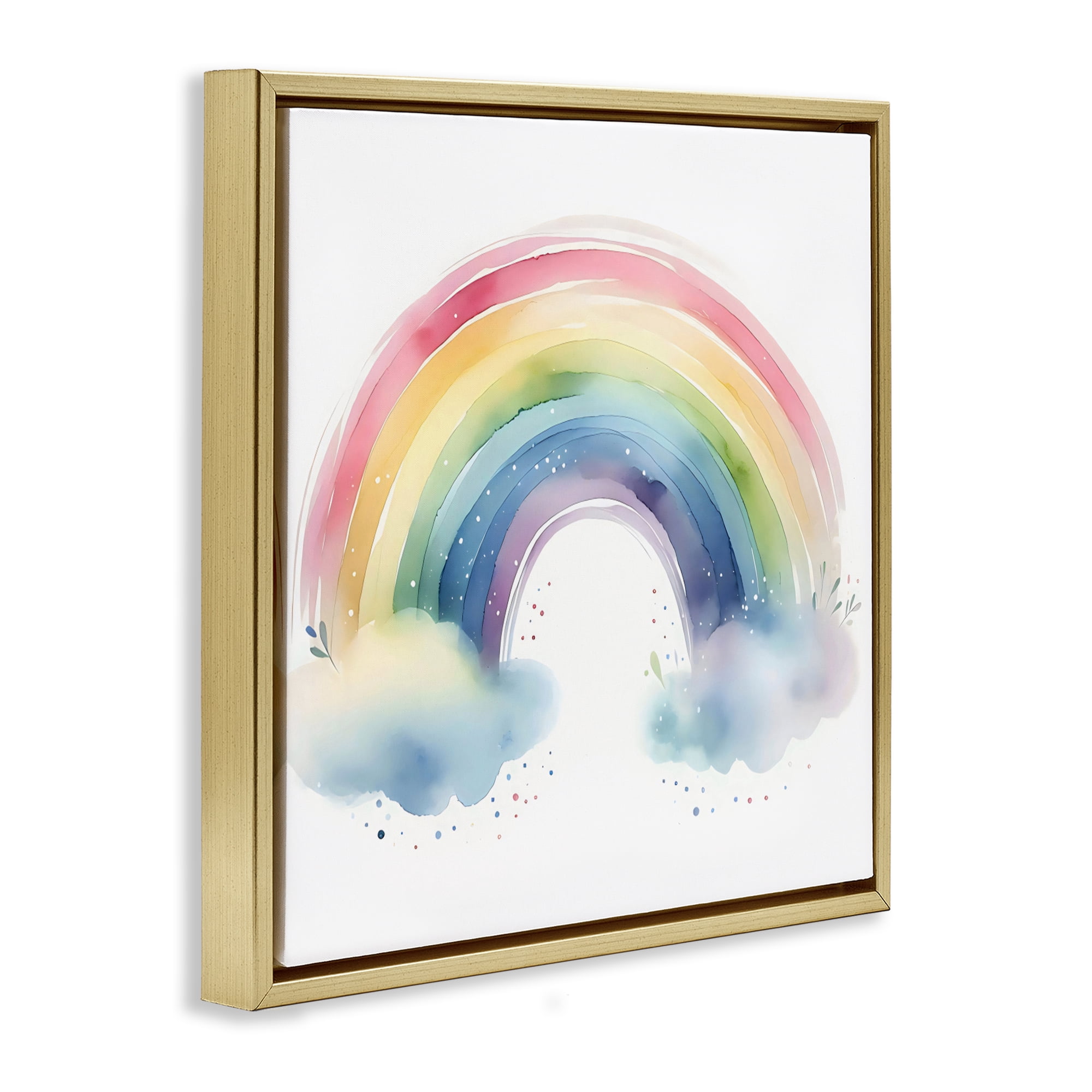 Stupell Industries Soft Rainbow with Clouds Gold Framed Floater Canvas Wall Art, design by Creative Studio