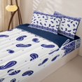 thumbnail image 3 of Homewish Retro Boho Printed Zipper Full Size Comforter Sets with Fitted Sheet and 2 Pillowcases,Paisley Floral Zipper Bedding Set,Navy White,Navy Blue Reversible,4pcs, 3 of 8