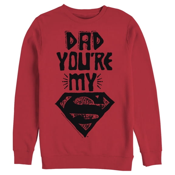 Men's Superman Father's Day Dad My Hero  Sweatshirt Red Medium
