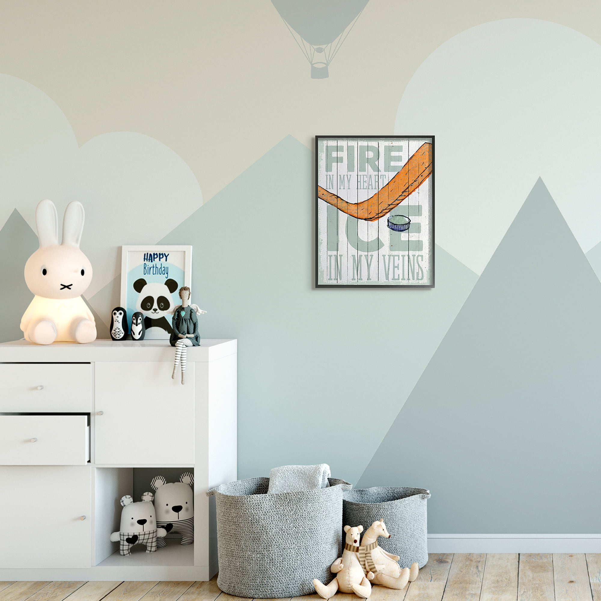 The Kids Room by Stupell Fire In My Heart Hockey Sports Word Design Framed Wall Art by The Saturday Evening Post