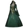 thumbnail image 3 of Medieval Retro Court Dress with Hood - Gothic Square Neck Tie Sleeve Dress for Stage Performance, 3 of 6