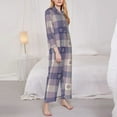 thumbnail image 3 of Balery Purple Floral Gingham Check Plaid Pattern Pajama Sets for Women Long Sleeve 2 Piece Sleepwear Loungewear Sets Soft PJ's with Pockets Long Sleeve Comfy Pj Sets-Large, 3 of 7