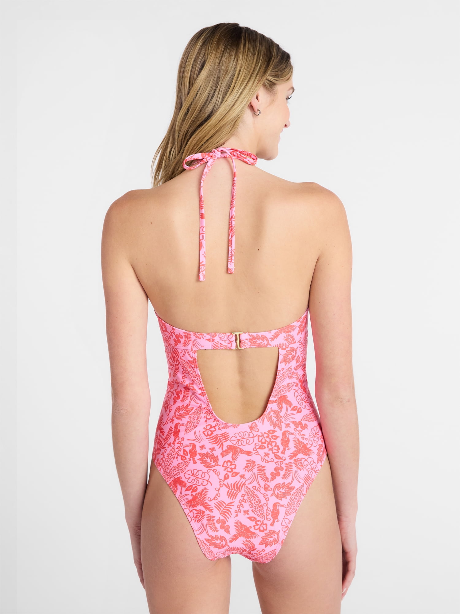 No Boundaries Halter Bandeau One Piece Swimsuit, Women's XXS-XXL