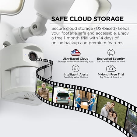 Merkury Floodlight Camera, Smart Wi-Fi, 1800 Lumens, Motion Alerts, (1-Pack)