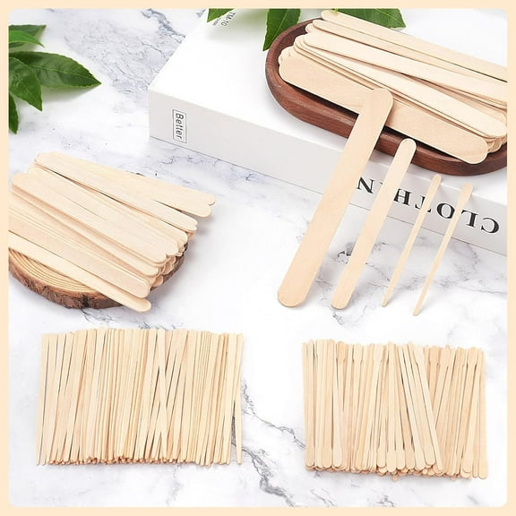 Higher quality 500 Pcs Waxing Sticks Assorted Wooden Wax Applicator Stick for Body Legs Face Eyebrows and Small Medium Large Sizes Waxing Spatulas Popsicle Stick for Hair Removal Wood Craft Sticks