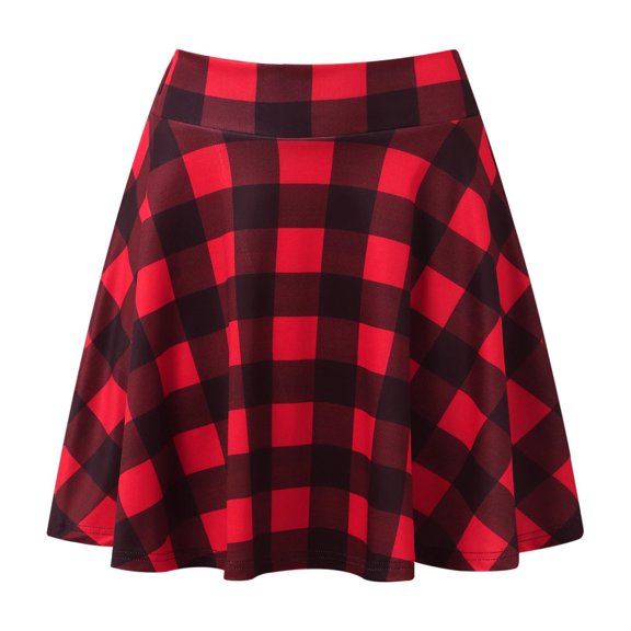 Women's Basic Versatile Stretchy Flared Skirt Stretchy Summer Short Skirt for Women (Red3 L)