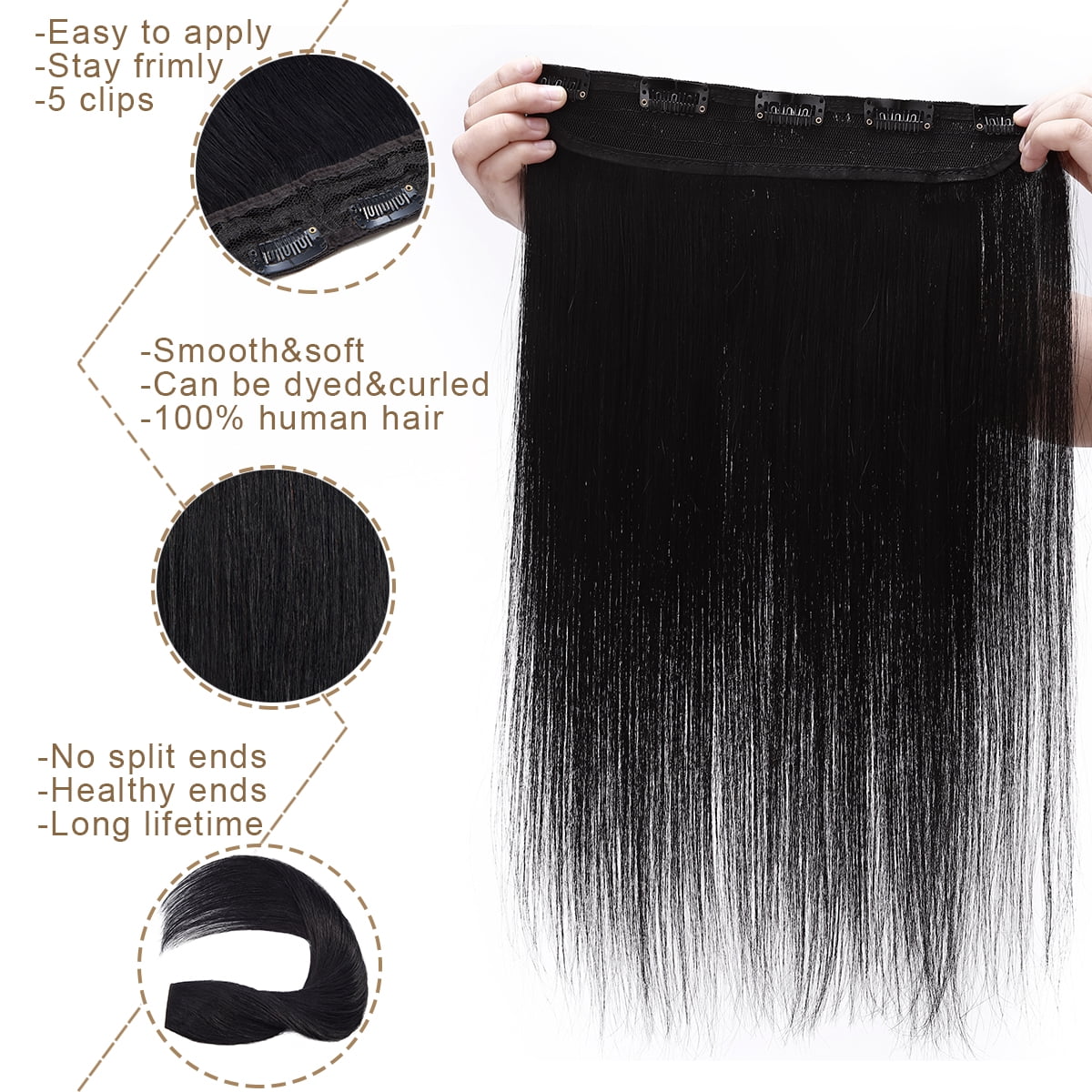 SEGO Clip in Hair Extensions Human Hair 3/4 Full Head 100% Real Remy Thick Hair Extensions Silky Straight Balayage Blonde Hair Pieces