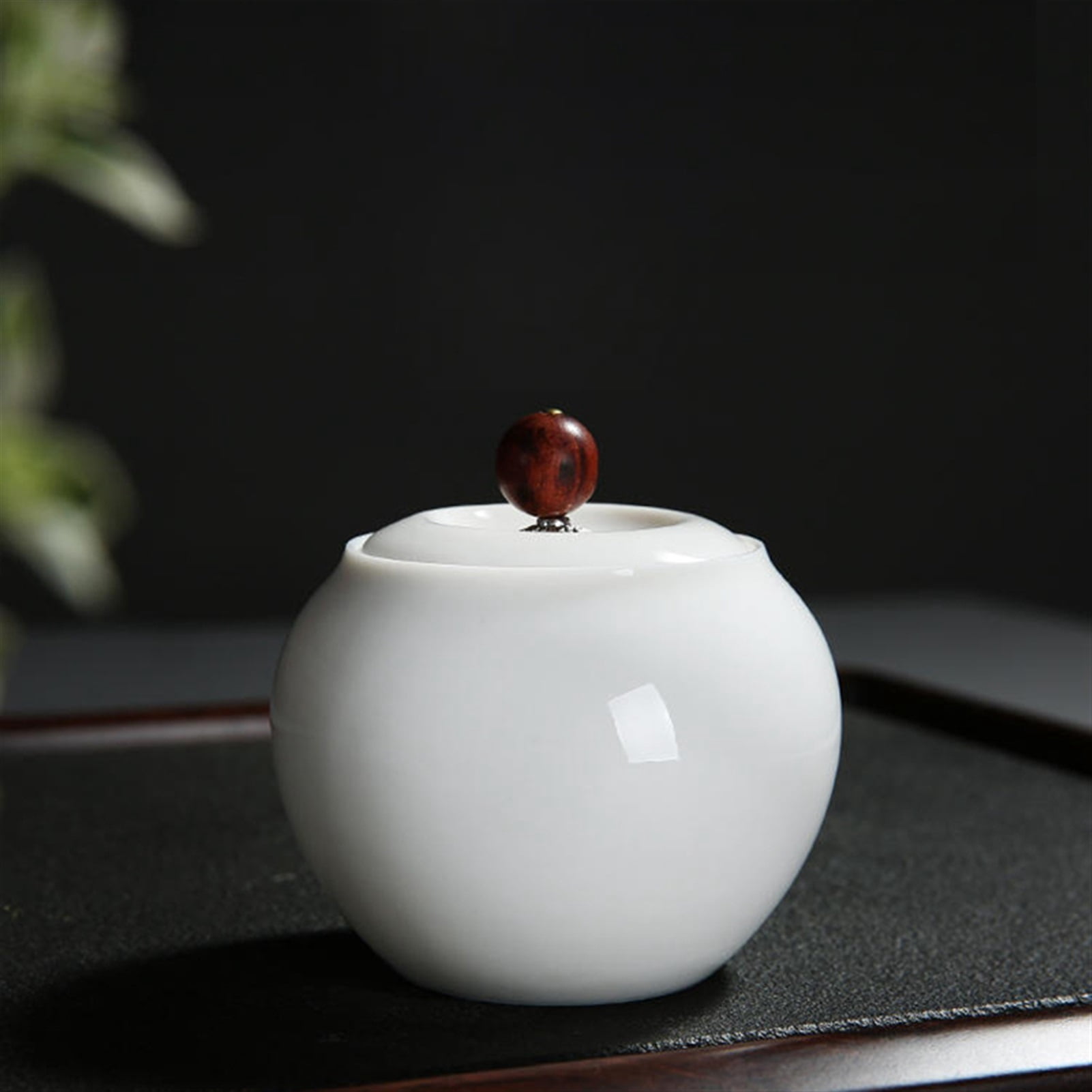 Pet Urn Suet Jade White Porcelain Ceramic Cremation Jar Mini Trumpet Sealed Jar Storage Jar Souvenir Jade Like Porcelain