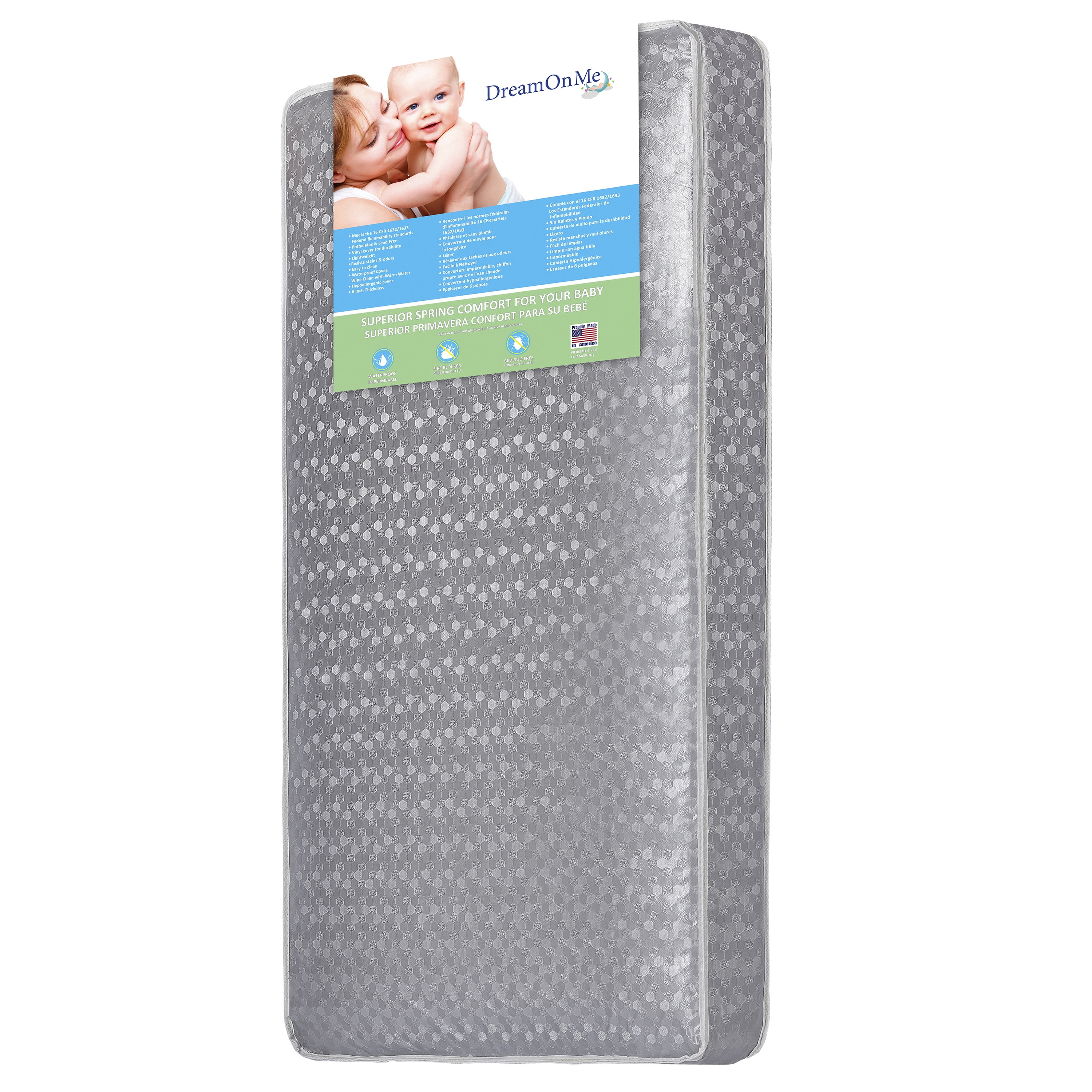 6 Inch Dream On Me 2-in-1 Breathable Slumber 112 Coil Spring Crib and Toddler Bed Mattress 