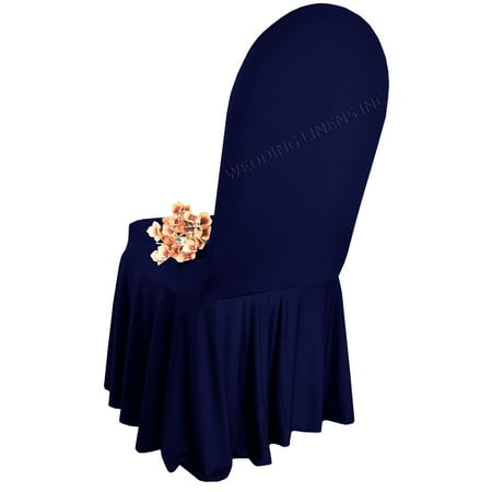 White Lycra Spandex Spider - Wedding Linens Inc. Spandex Banquet Fitted Chair Covers, Lycra Stretch Elastic Wedding Party Decoration Chair Cover - Navy Blue