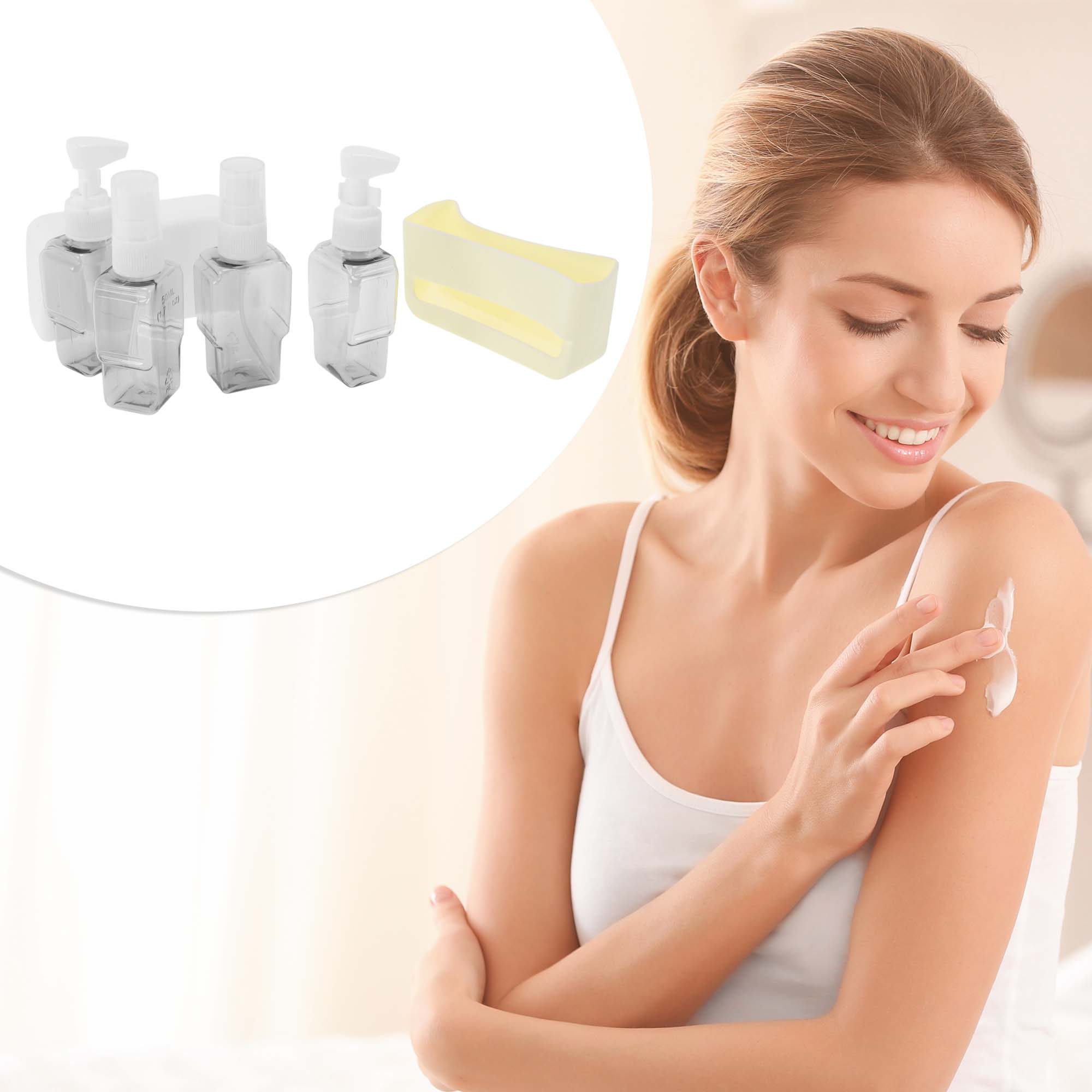 Unique Bargains Reusable Travel Container 4 PCS Beige