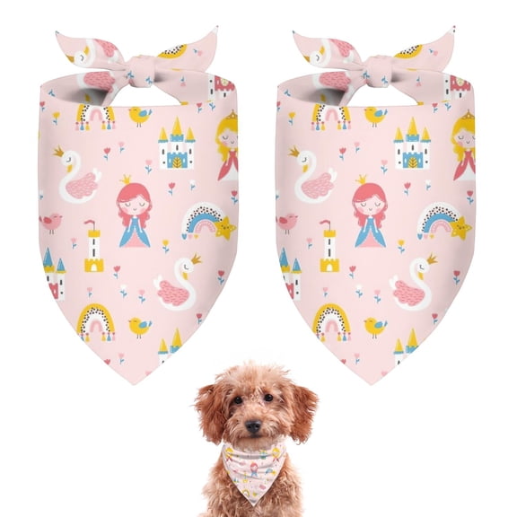 Dog Bandana 2 Pack,Fairy Tale Princess Pattern Bandanas for Dogs,Cat Bandana,Small/ Large Dog Bandana 2 Size,Dog Bandanas