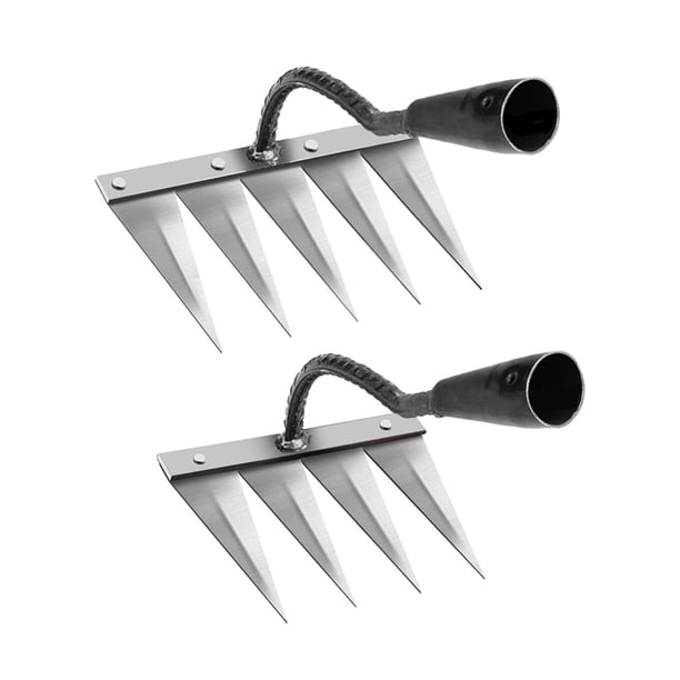 2x Azada para desherbar Rastrillo Grada Jardinería Aflojar la tierra Plantar Sembrar Cavar 4 dientes 5 dientes
