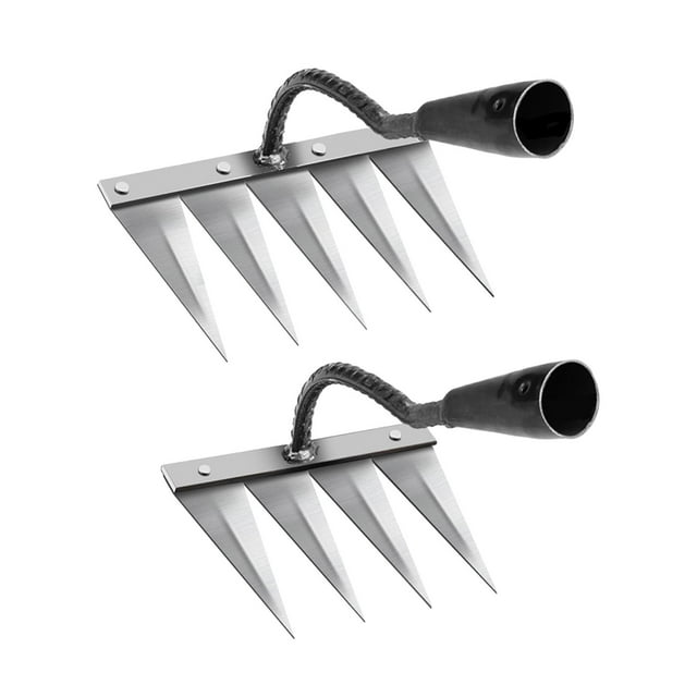 S SERENABLE 2x Houe Multifonctionnelle pour Désherbage, Râteau, Herse pour Semis, Plantation de Légumes, 4 Dents, 5 Dents