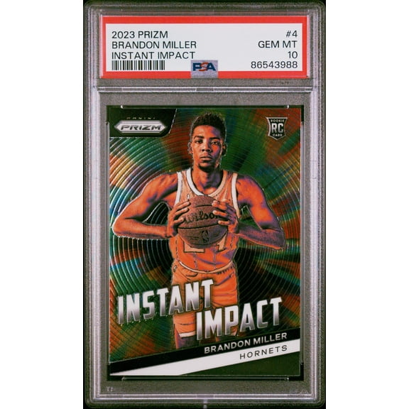 Graded 2023 Panini Prizm Brandon Miller #4 Instant Impact Rookie RC Basketball Card PSA 10 Gem Mint