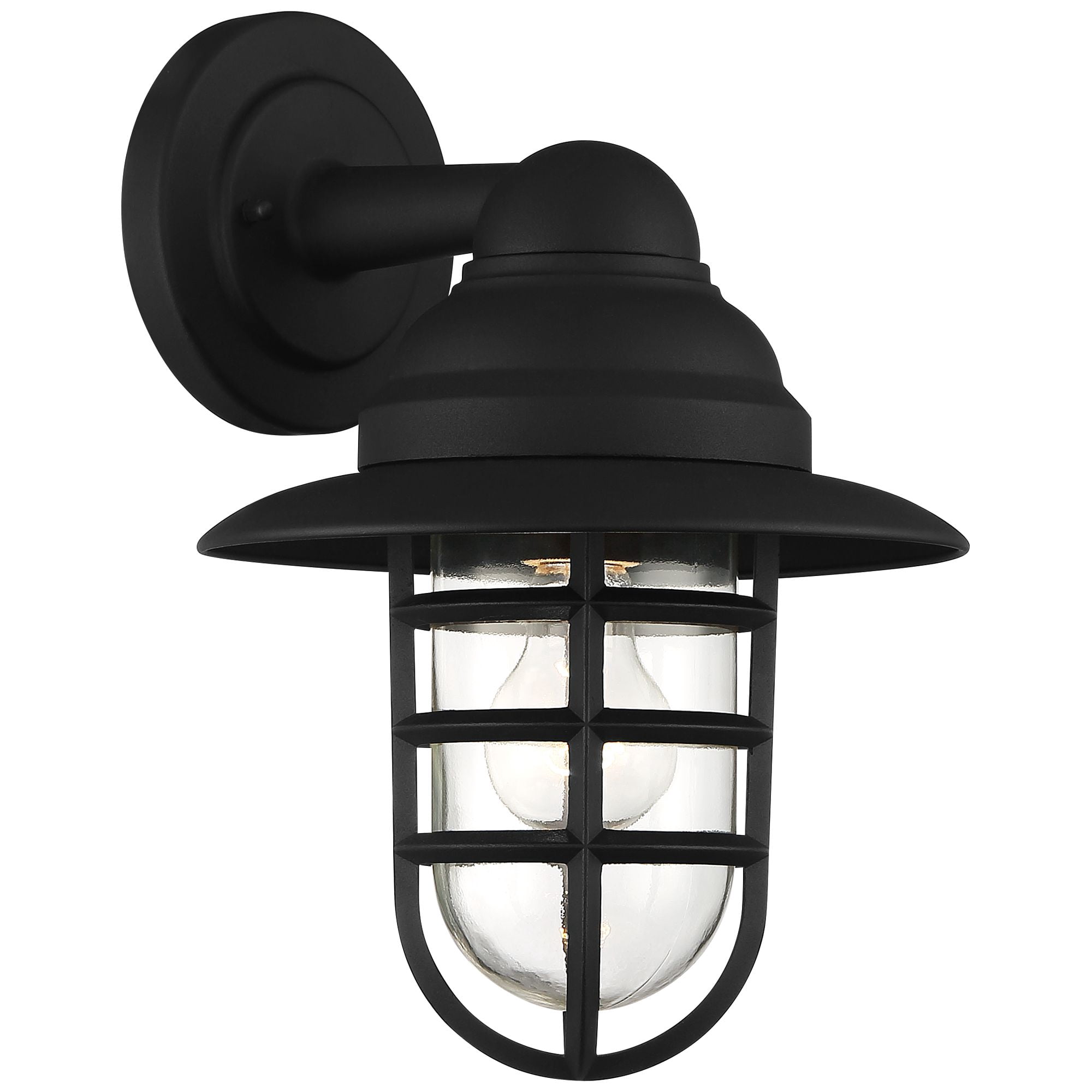 John Timberland Marlowe Rustic Industrial Farmhouse Outdoor Wall Light Fixture Black Hooded Cage 13" Clear Glass for Post Exterior Barn Deck House