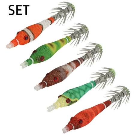 5Pcs/Pack Hot Sale 3.3g 60mm Angling Supplies Fishing Accessories Fishhooks Squid Hooks Soft Lure Jig Artificial Baits SET