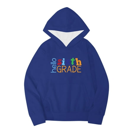 

Halloween Sweatshirt Autumn Winter School Season Sixth Grade Letter Printed Long Sleeve Hooded Sweatshirts For Teen Girls