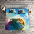 thumbnail image 2 of Ambesonne Space Quilted Coverlet 3 Pcs, Cosmos Vibrant Scenery, King Size, Blue Violet, 2 of 2