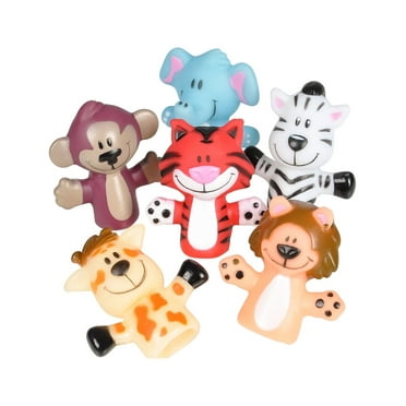 RI Novelty Set Of 12 Playtime Zoo Wild Animal Finger Puppets Toys