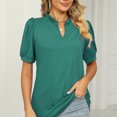 thumbnail image 2 of Conjuntos de verano para mujer, camiseta con cuello en V para mujer, camiseta con cuello en V para mujer, top con ribete de volantes, diseño a prueba de futuro, 2 of 6